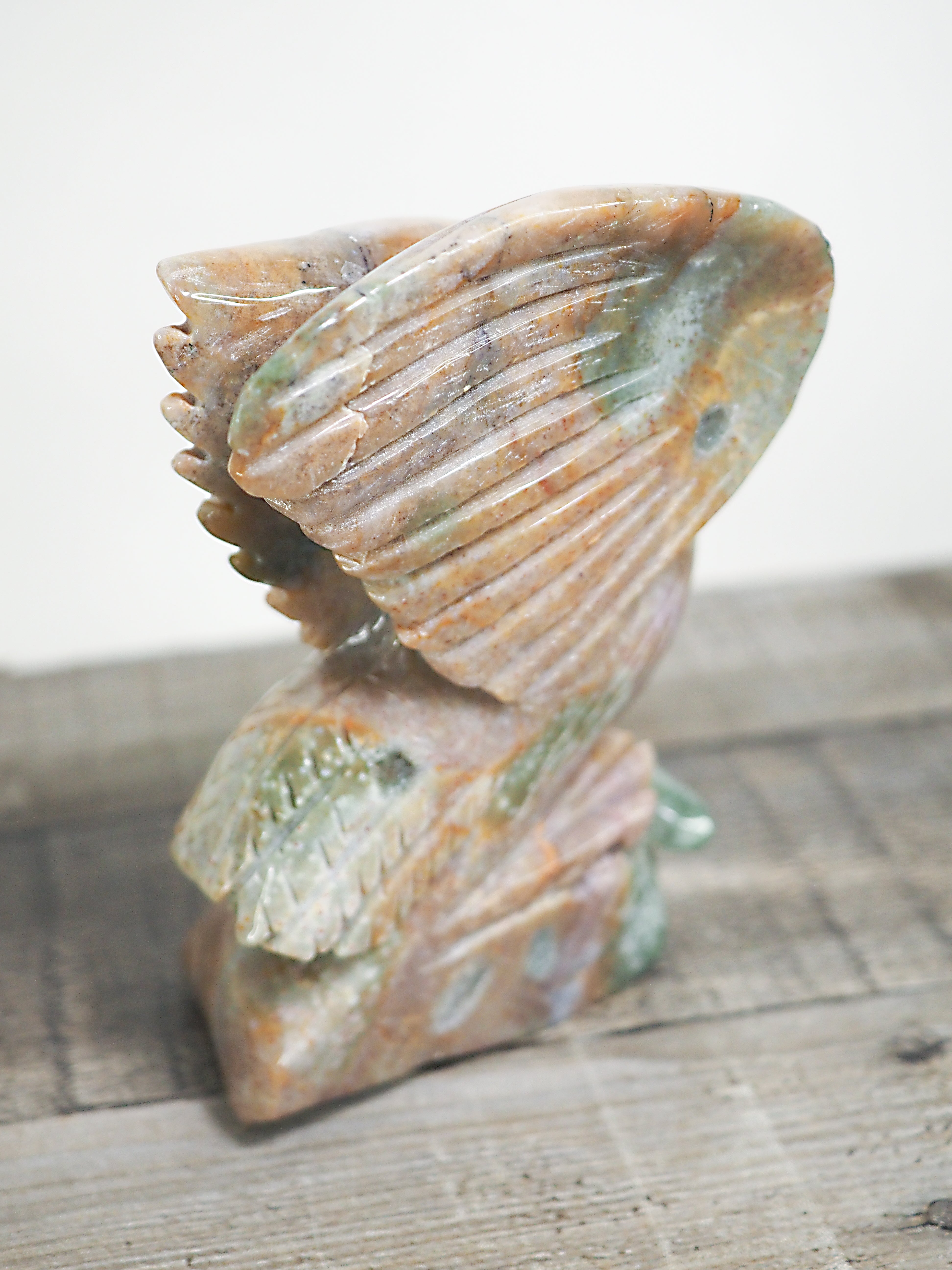 Hand-carved Sea (Ocean) Jasper Hawk