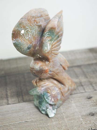 Hand-carved Sea (Ocean) Jasper Hawk