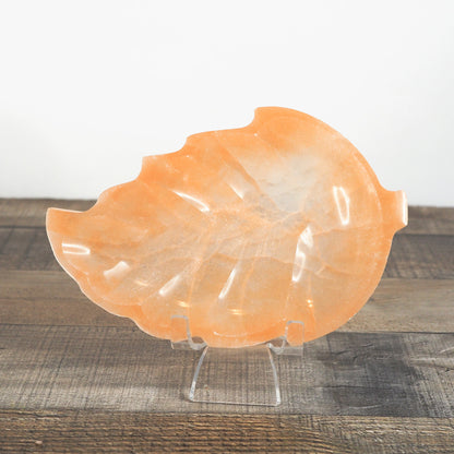 Peach Satin Spar Selenite Leaf-Shaped Bowls