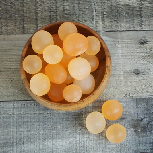 Peach Satin Spar Selenite Tumbles - Set of 3
