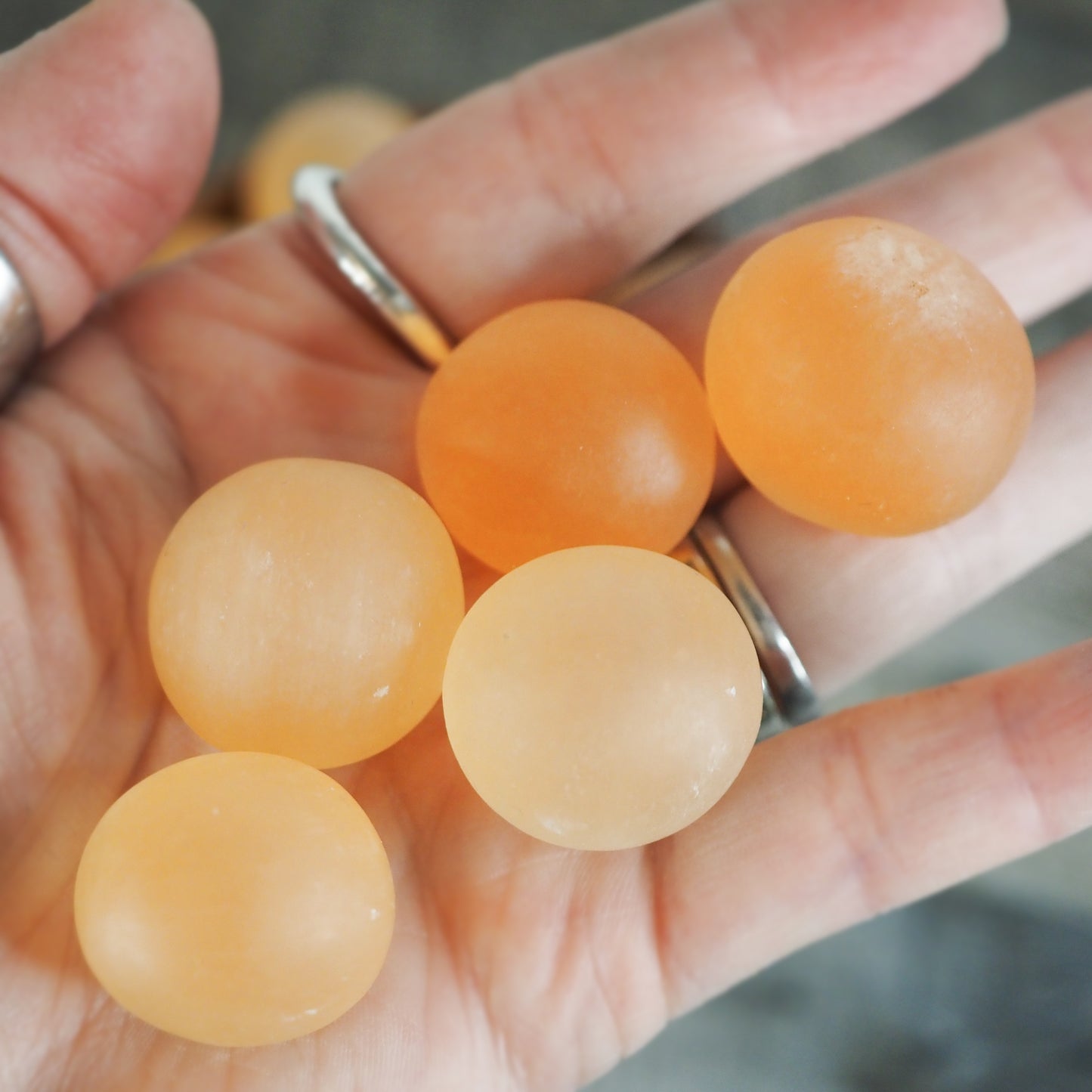 Peach Satin Spar Selenite Tumbles - Set of 3