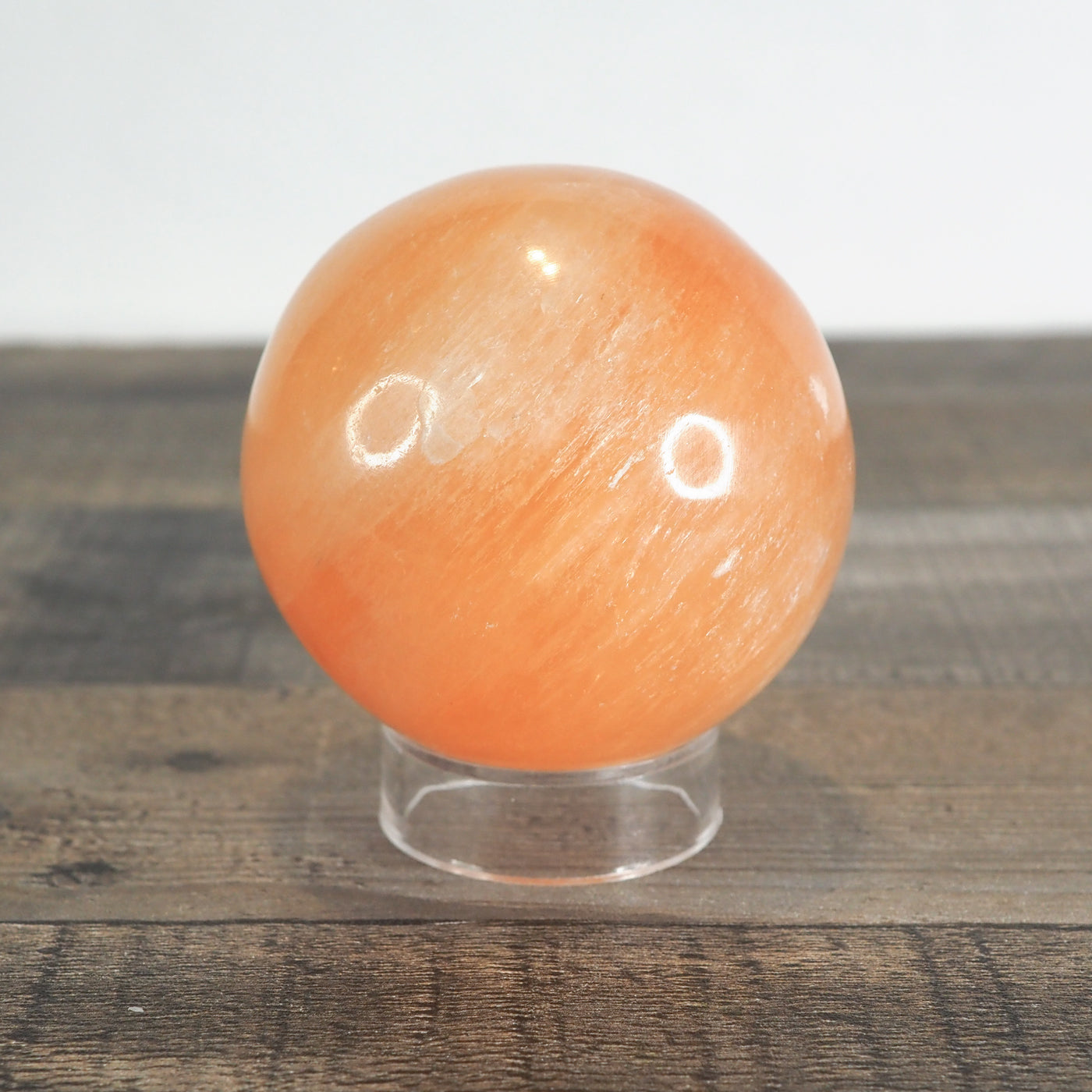 Peach Satin Spar Selenite Sphere