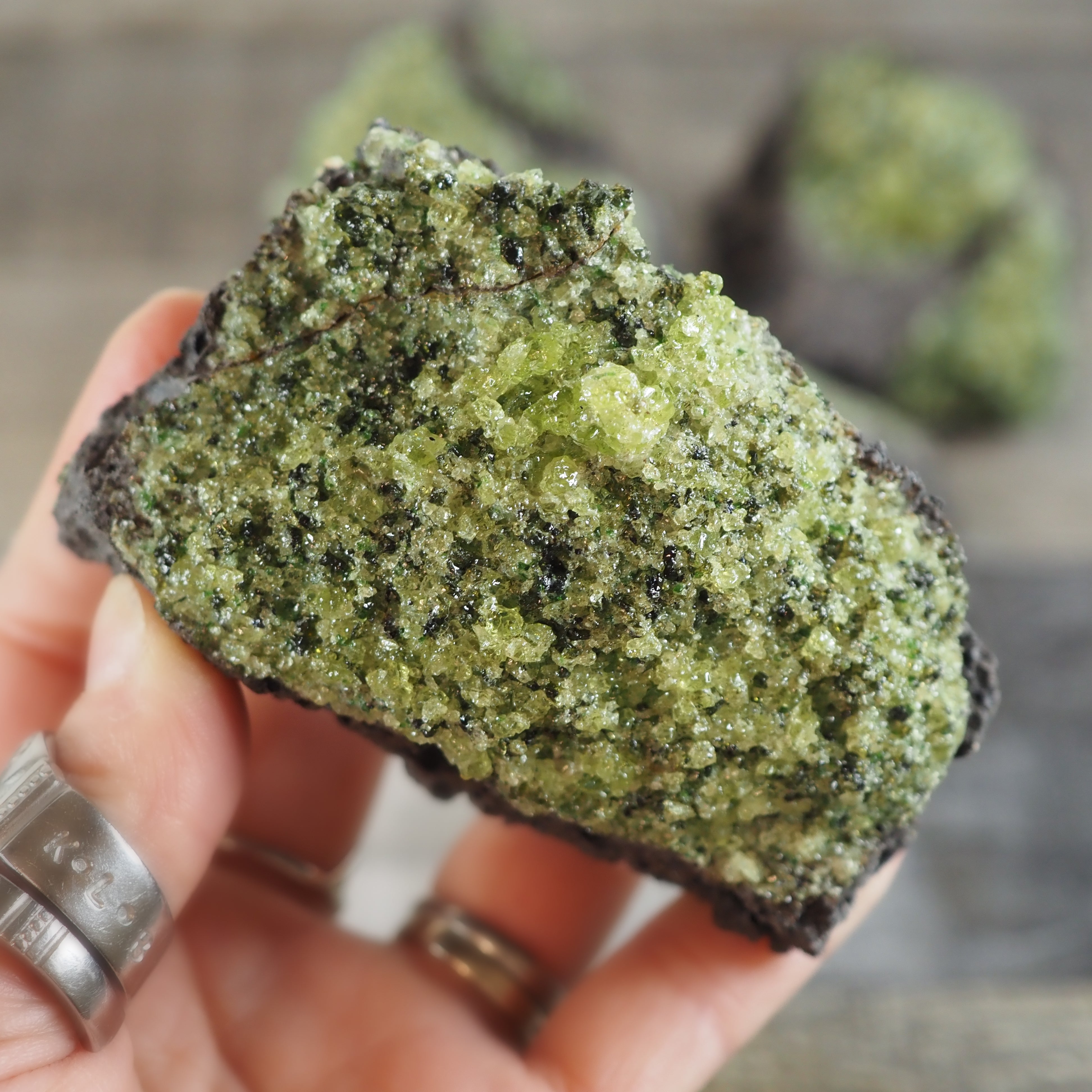 Peridot on Basalt Matrix from the San Carlos Apache Reservation, Arizona