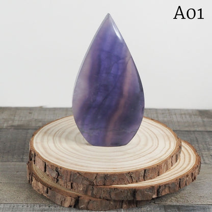 Purple Fluorite Flame Freeform Carvings from China