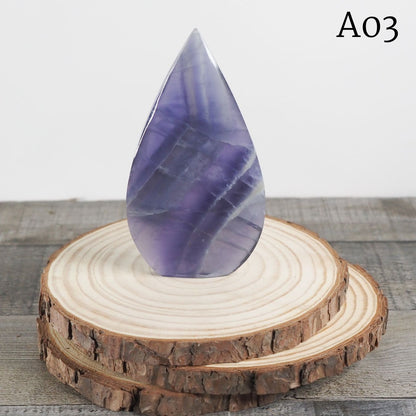 Purple Fluorite Flame Freeform Carvings from China