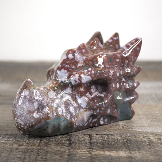 Hand-carved Sea Jasper Dragon Head A