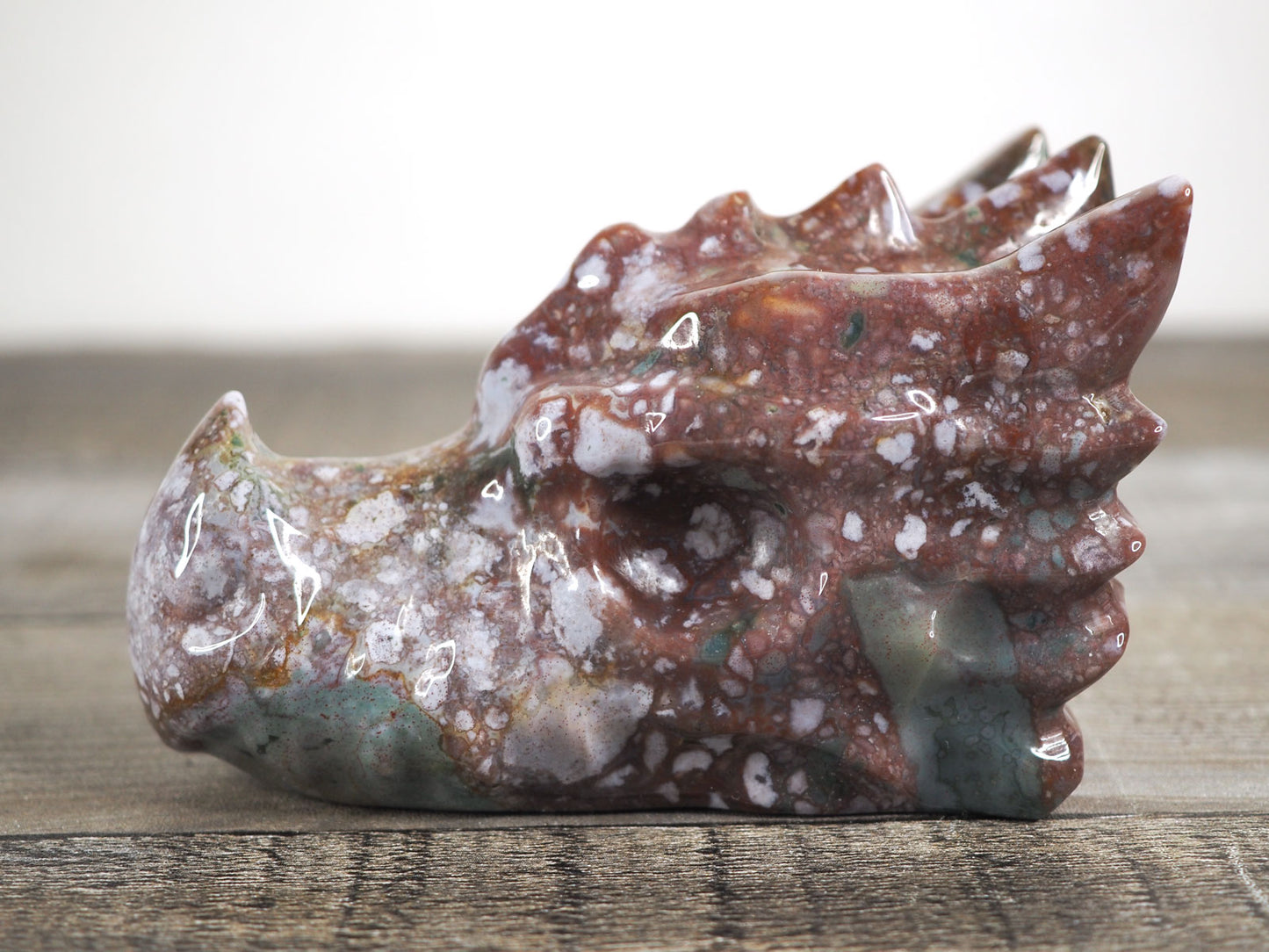 Hand-carved Sea Jasper Dragon Head A