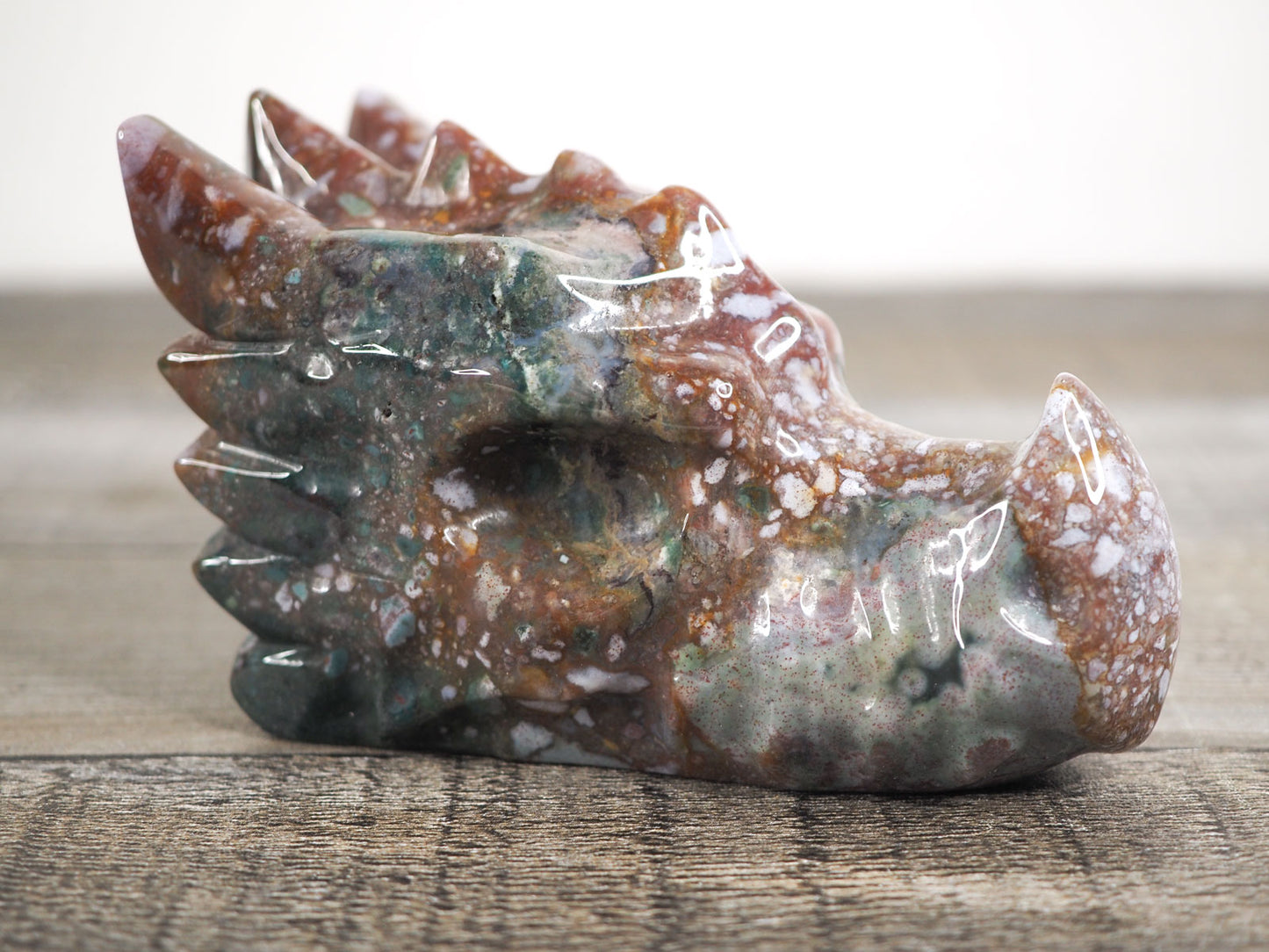 Hand-carved Sea Jasper Dragon Head A