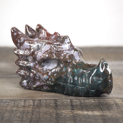 Hand-carved Sea Jasper Dragon Head B