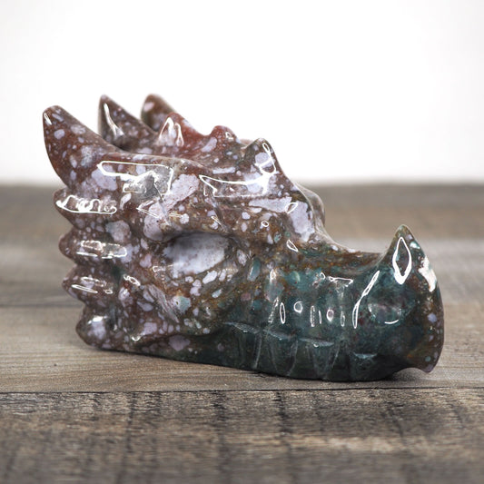 Hand-carved Sea Jasper Dragon Head B