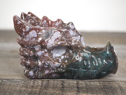 Hand-carved Sea Jasper Dragon Head B