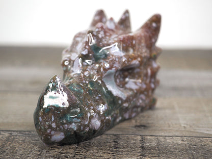 Hand-carved Sea Jasper Dragon Head B