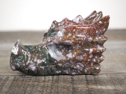 Hand-carved Sea Jasper Dragon Head B