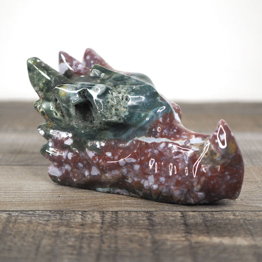 Hand-carved Sea Jasper Dragon Head C