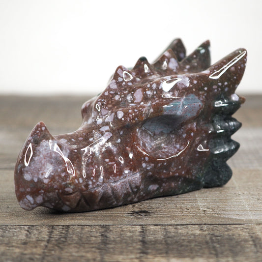 Hand-carved Sea Jasper Dragon Head D