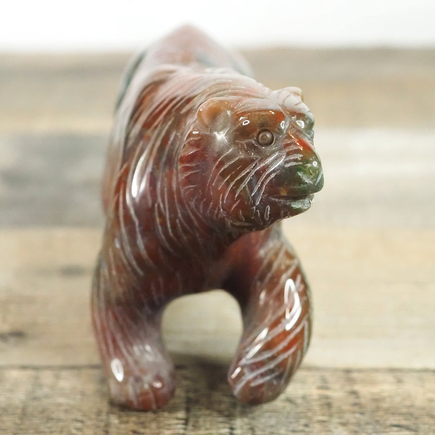 Hand-carved Sea Jasper Polar Bear