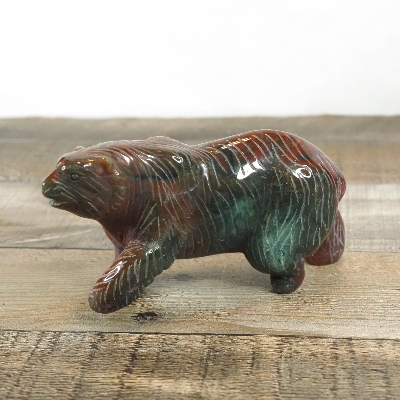 Hand-carved Sea Jasper Polar Bear