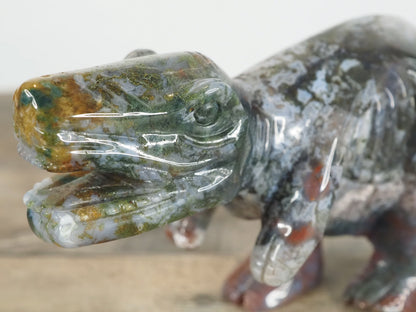Hand-carved Sea Jasper T-Rex A