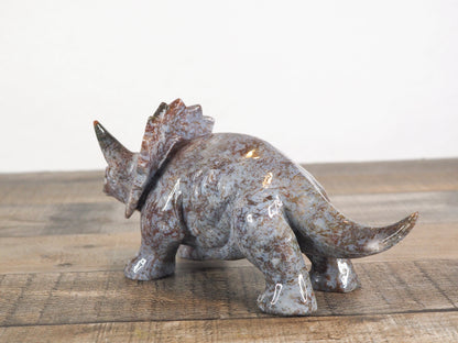 Hand-carved Sea Jasper Triceratops