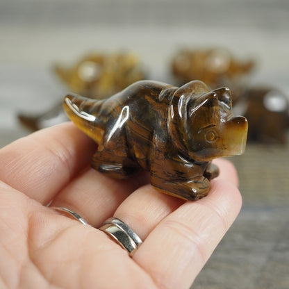 Tiger's Eye Mini Triceratops Carvings