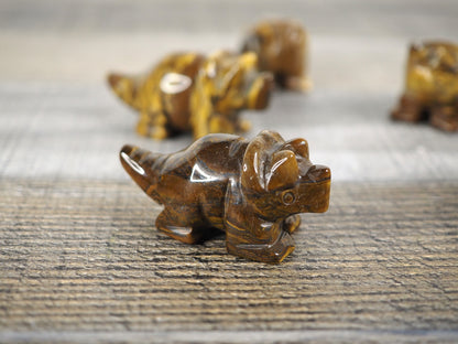 Tiger's Eye Mini Triceratops Carvings