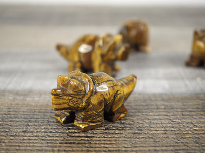 Tiger's Eye Mini Triceratops Carvings