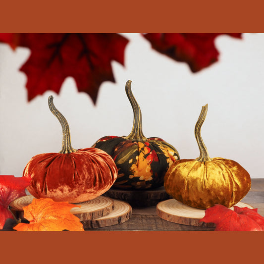 Handmade Velvet Pumpkin Set - Autumn Collection