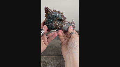 Hand-carved Sea Jasper Dragon Head A