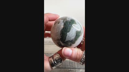 Moss Agate Sphere H with Sparkling Quartz