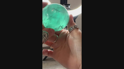 Bright Turquoise Green Fluorite Sphere A