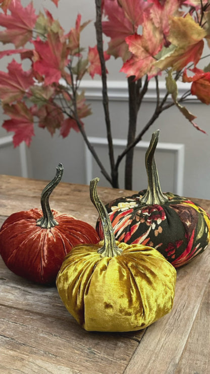 Handmade Velvet Pumpkin Set - Autumn Collection