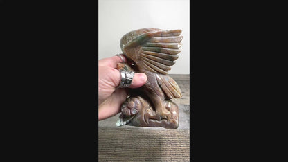 Hand-carved Sea (Ocean) Jasper Hawk