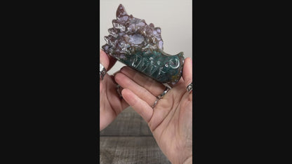 Hand-carved Sea Jasper Dragon Head B