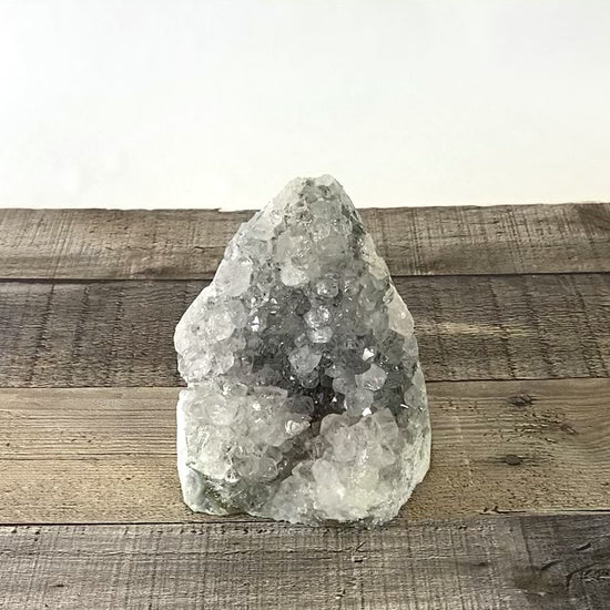 4.75" tall, sparkly free-standing Grey Nebula Amethyst cluster - Video