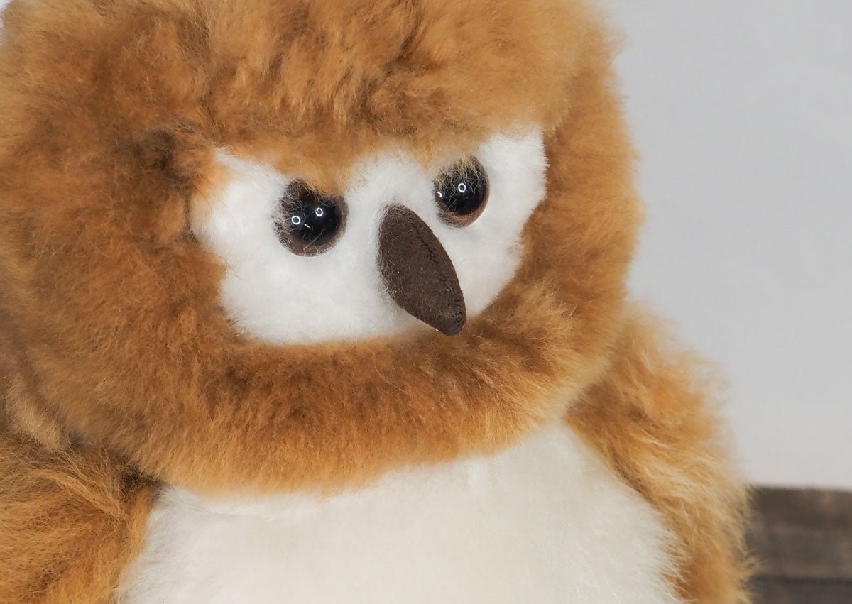 Light Brown Alpaca Owl Stuffed Animal made by artisans in Peru