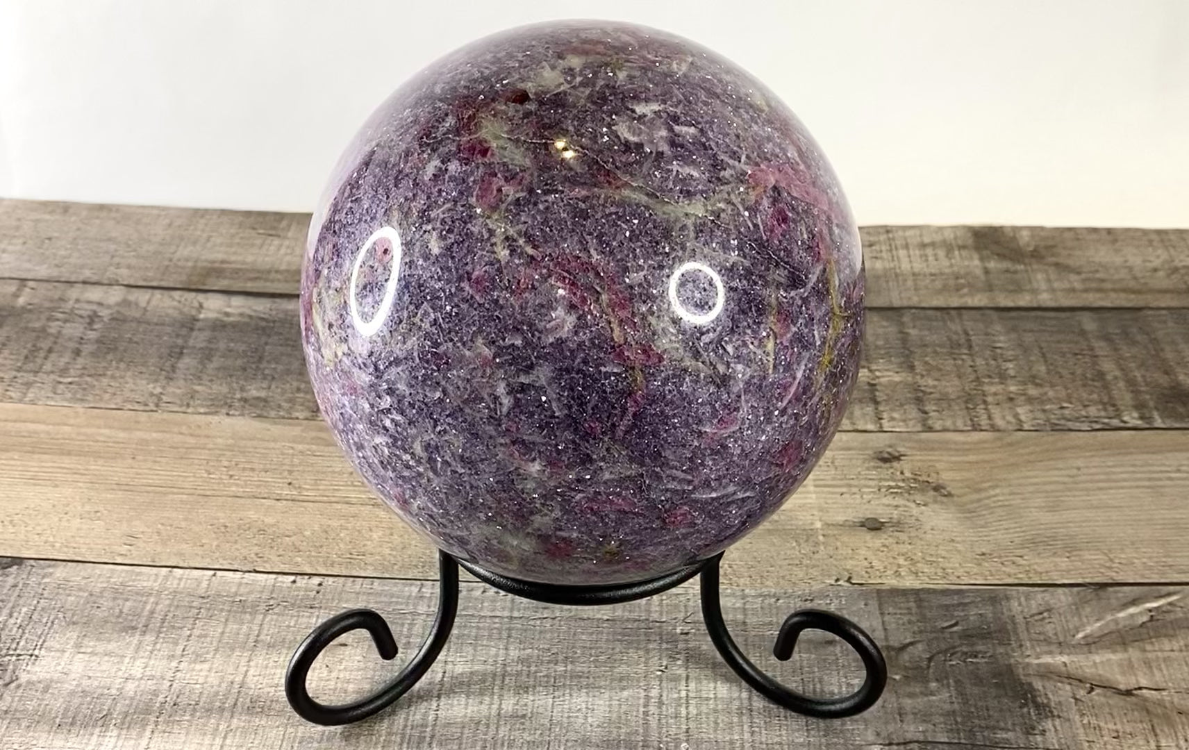 Large 10+ pound, 6" Sparkly Unicorn Stone Sphere sitting on its included metal stand - Video