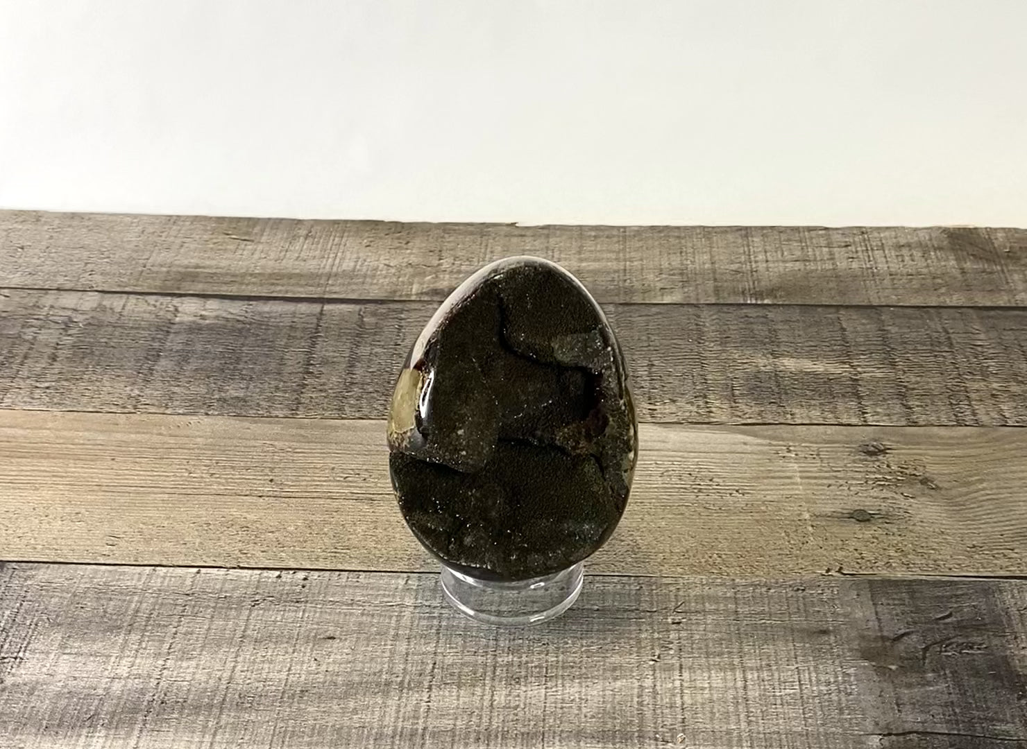 3.85" tall Septarian Dragon Egg with Black Druzy - Video