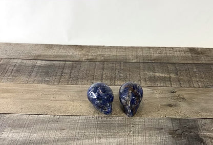 Hand-carved Sodalite Alien Heads measuring about 2.25" - Video