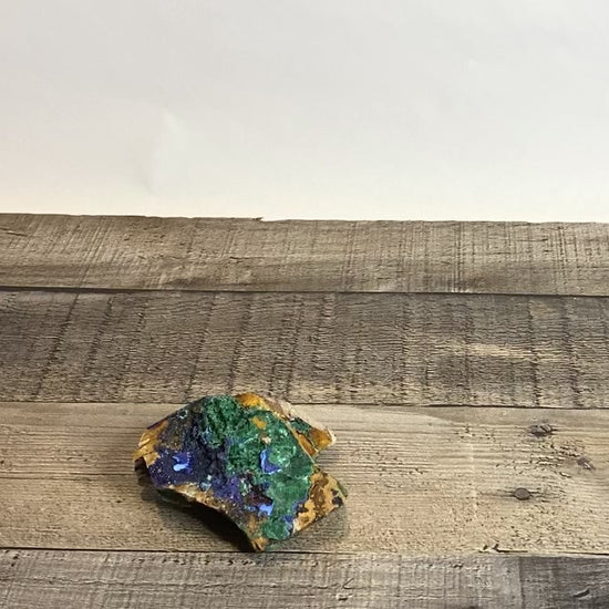 3.2" long Sparkly Azurite with Fibrous Malachite - Video