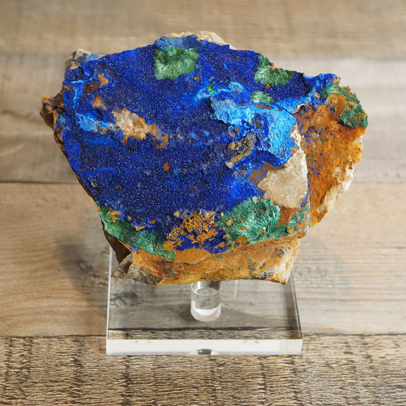 4.2" long Sparkly Azurite with Fibrous Malachite