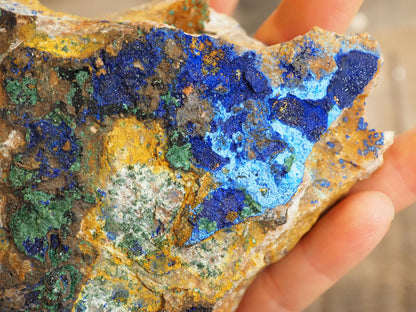 4.2" long Sparkly Azurite with Fibrous Malachite - Closeup of the Back