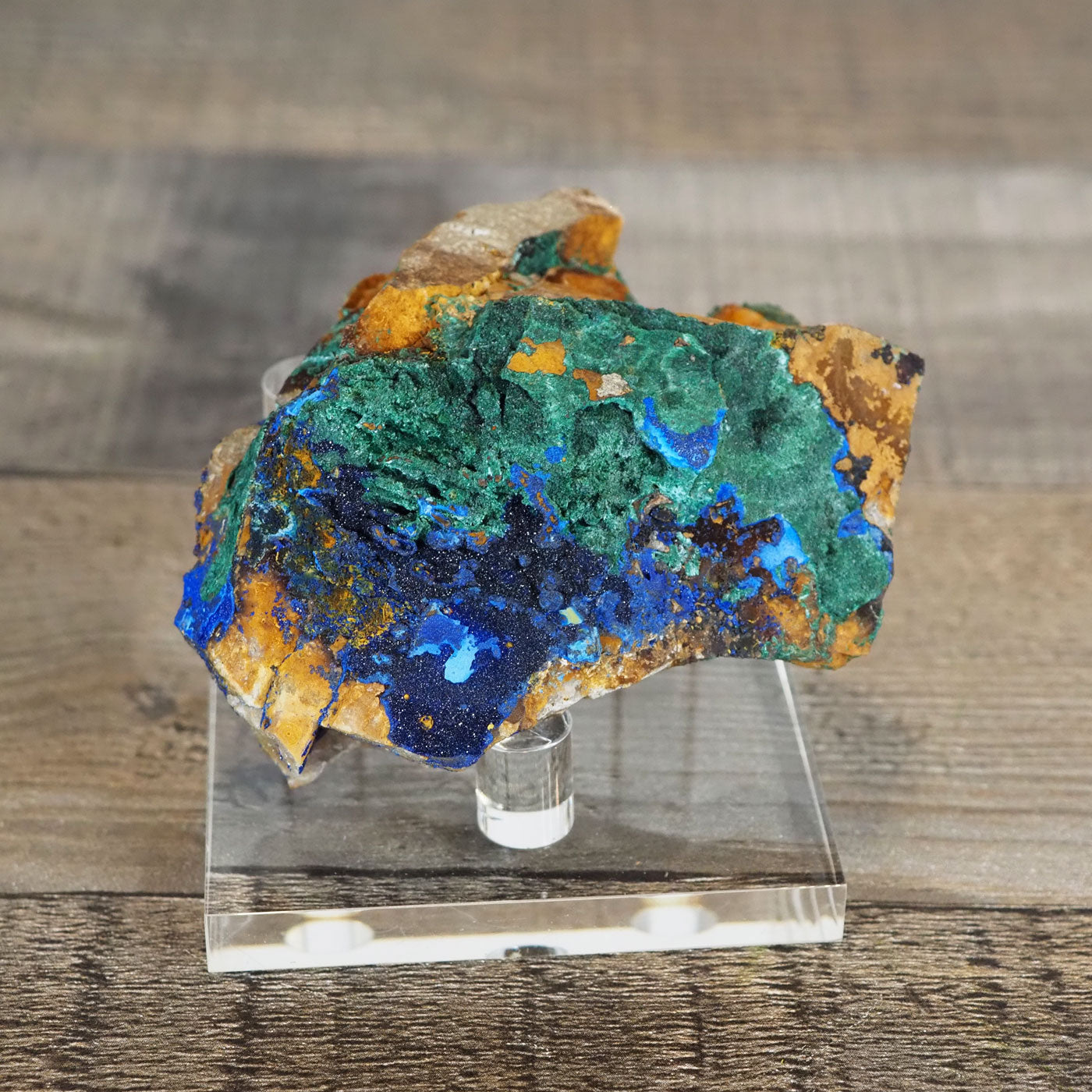 3.2" long Sparkly Azurite with Fibrous Malachite
