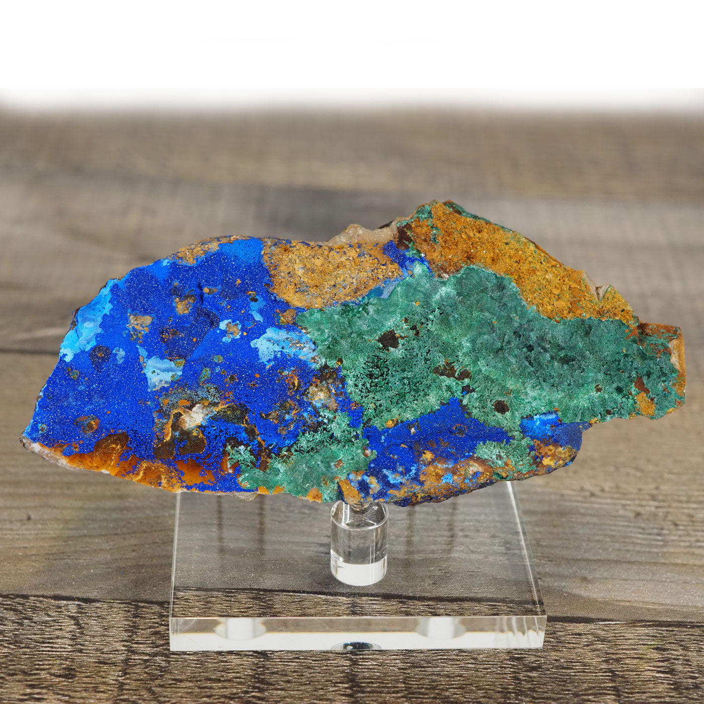 4.7" long Sparkly Azurite with Fibrous Malachite
