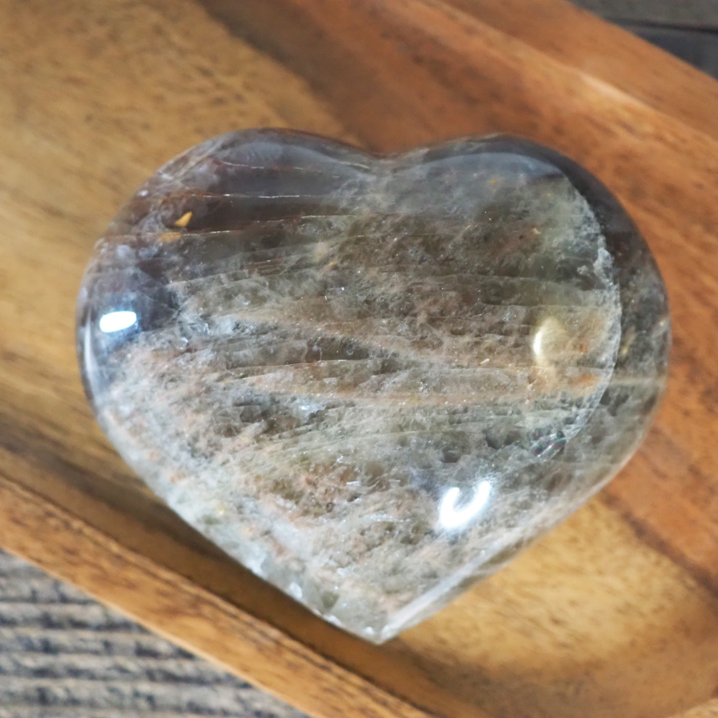 Black Moonstone heart carving from above
