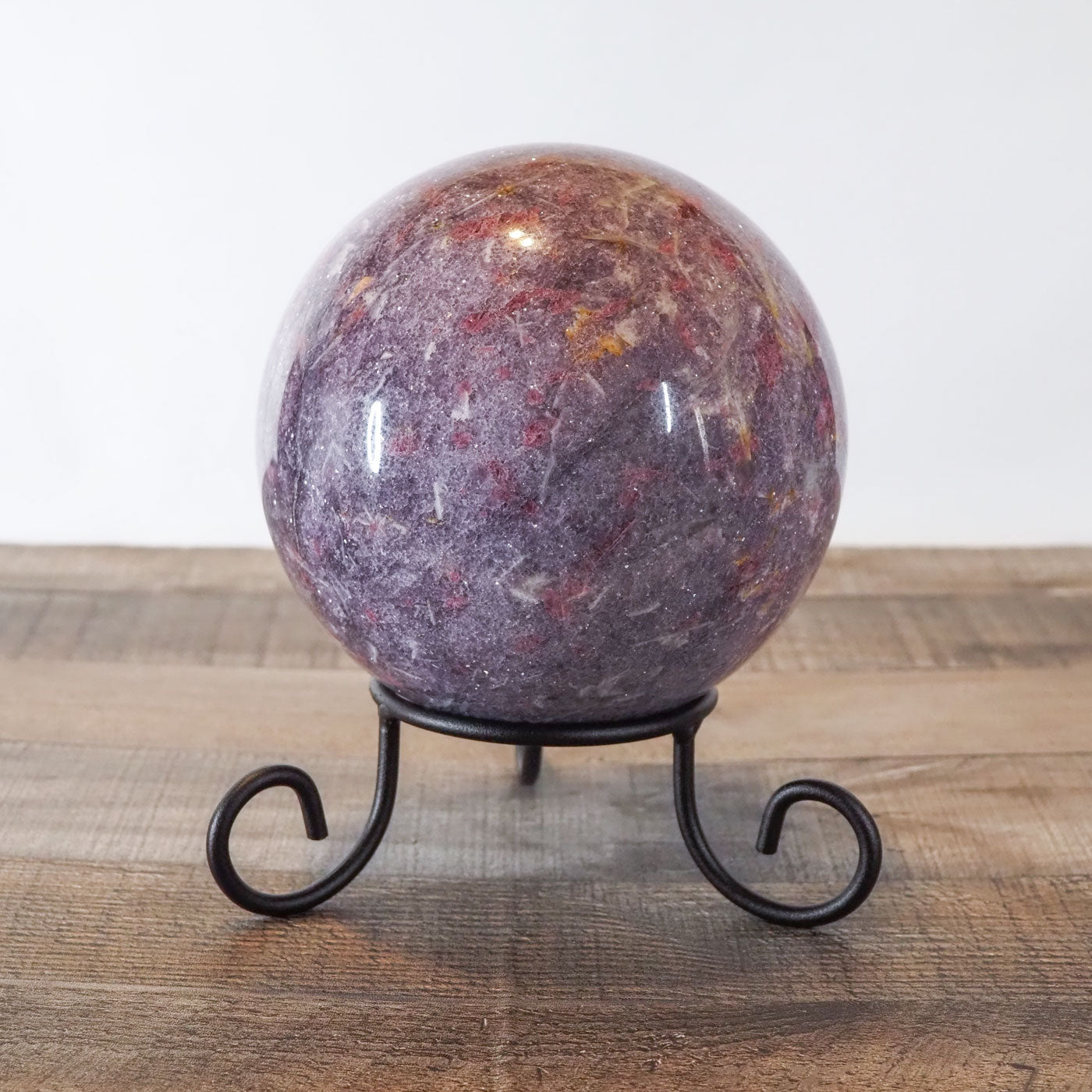 Large 10+ pound, 6" Sparkly Unicorn Stone Sphere sitting on its included metal stand