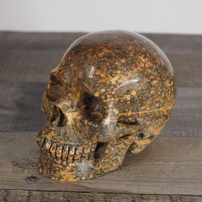 5" Extra-Detailed Leopard Skin Jasper Skull