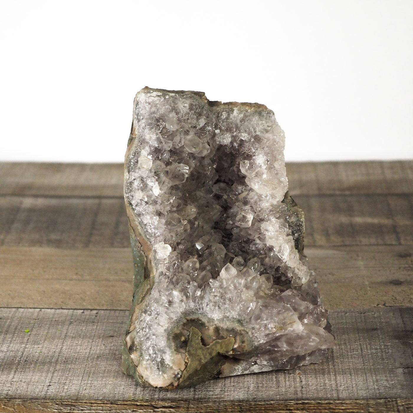 5" tall, sparkly, free-standing Grey Nebula Amethyst cluster