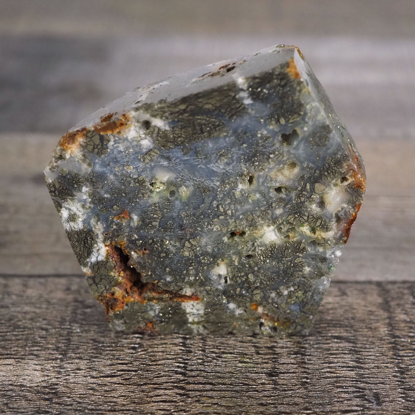 Pyrite Flower Agate Slab with Iron deposits