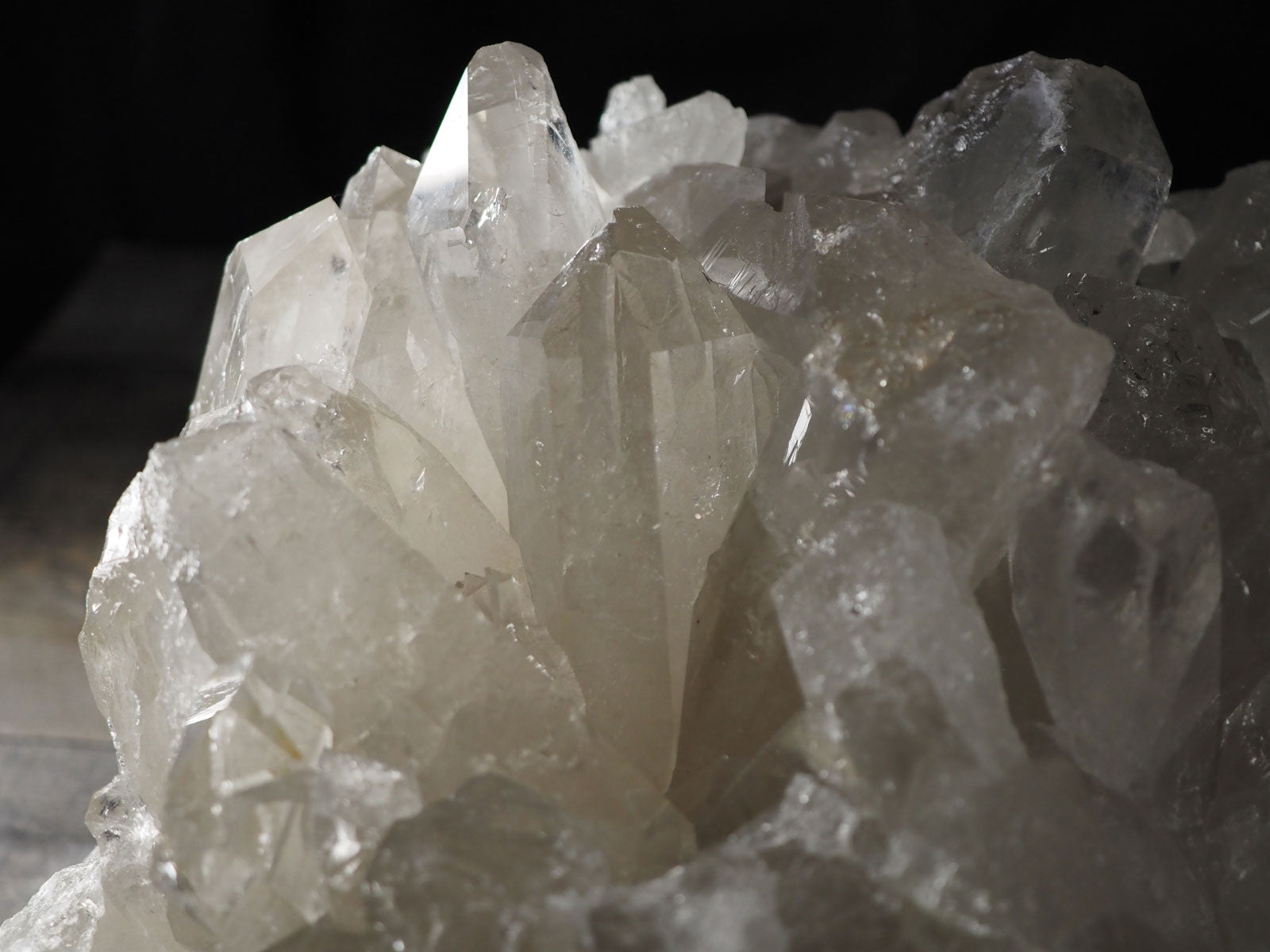 Giant Brazilian quartz cluster that is almost 11" wide and 6.5" tall - Closeup