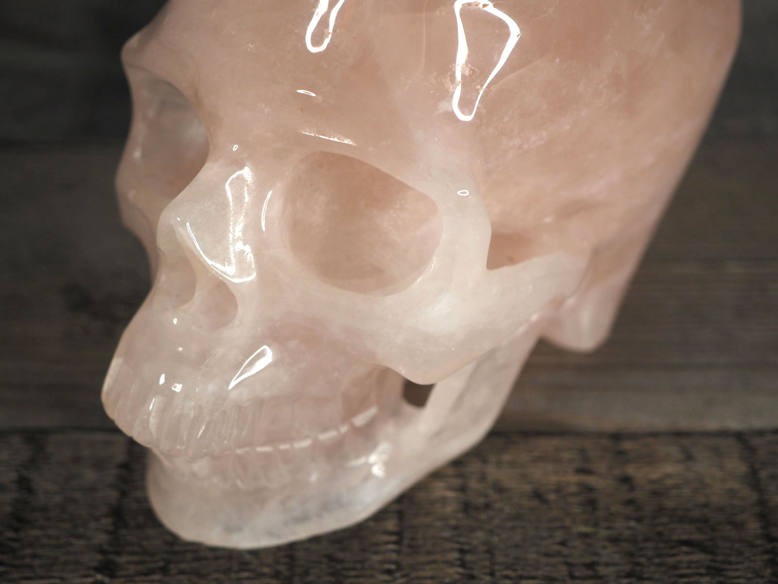 5" Extra-Detailed Rose Quartz Skull - Closeup